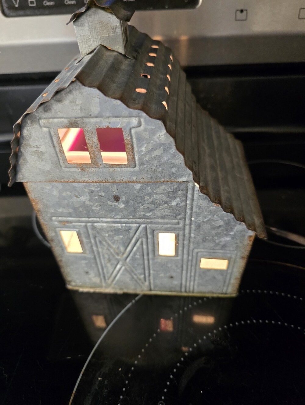 Scentsy Galvanized Metal Barn Tea Light House - Rustic Metal